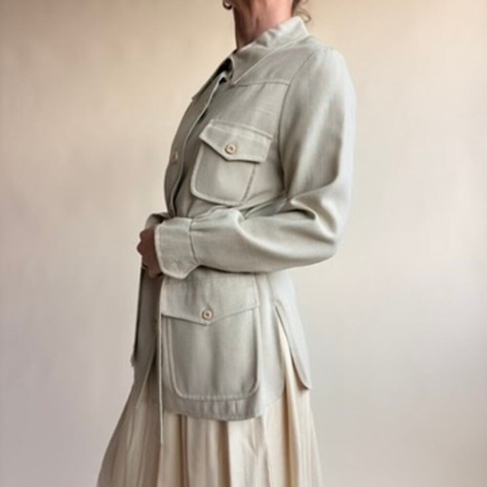 Larry Levine New York Tan Belted Field Jacket - Lightweight Cropped, Size Small - Picture 3 of 7